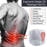 Sesiwillen - Cinturón de apoyo lumbar con almohadilla de masaje extraíble, soporte lumbar para dolor de espalda, ciática, escoliosis, diseño de malla transpirable, para mujeres y hombres (mediano)