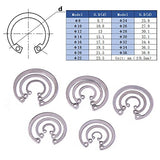 Hilitchi - Juego de 200 Anillos de retención de Clip de Acero Inoxidable 304, tamaño 15