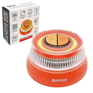 KRASER KR4V16N - Luces de emergencia para carretera, luz intermitente, luz de advertencia LED con base magnética, autónoma, compacta y ligera y linterna con colgador