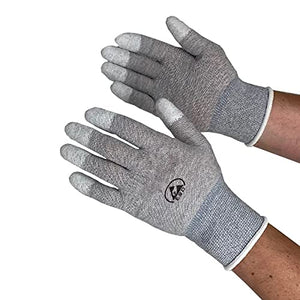 Static Care ESD - Guantes antiestáticos para manejo de inspección, nailon disipador, agarre de poliuretano, 12 pares, tamaño pequeño