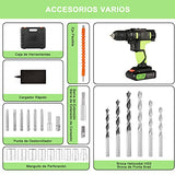 Taladro Inalambrico, 21V de Doble Velocidad, Ajuste de par 18+1, Equipado con un Conjunto de Accesorios como Taladro Transversal, Taladro Helicoidal y Taladro de Ranura, para Atornillar y Taladrar