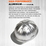 KZXCTG Casco de Aluminio Casco de Trabajo Casco Protector Ajustable Casco de construcción con Correa de cincha de 4 Puntos Casco de construcción con Casco Ajustable