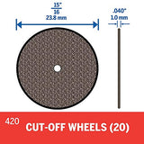 Dremel 420 Disco de Corte 15/16 Pulgadas para Metales, 20 Piezas