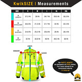 kwiksafety Clase 3 ANSI reflectante de alta visibilidad sudadera con capucha de manga larga para Seguridad Sudadera, Heavy Duty con forro polar capucha cierre aislante, dos bolsillos laterales, ANSI/Isea 107 – 2010 Nivel 3, Amarillo, Amarillo