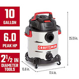 CRAFTSMAN CMXEVBE17155 Aspiradora portátil de acero inoxidable con accesorios de 10 galones y 6.0 pico HP