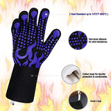 Guantes de barbacoa,Guantes de Cocina,Guantes Resistentes al Fuego Resistentes A Altas Temperaturas, 1472 ℉, resistentes al calor, flexibles y antideslizantes para barbacoa, hornear y cocinar, 1 par,13.6 pulgadas (Azul)