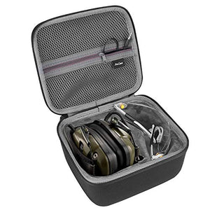 Procase Estuche Goma EVA para Howard Leight Impact Sport Orejera Eléctrica y Genesis Sharp-Shooter Gafas de Seguridads, Caja Foam de Viaje con Bolsillo de Malla para Accesorios (Solo Estuche) - Negro