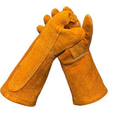 SLFC Guantes de soldadura resistentes al calor y al fuego, guantes de trabajo de seguridad de cuero de 14 pulgadas para barbacoa, horno, soldador Tig, jardín y manipulación de animales