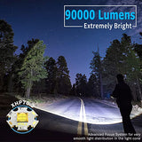 Linternas de alto lúmenes 100000, linterna recargable súper brillante de alta potencia, linternas tácticas LED impermeables con zoom 5 modos para camping, caza y emergencias