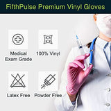 Guantes desechables de vinilo rosa pequeños, paquete de 200 unidades, sin látex, sin polvo, guantes de examen médico, quirúrgicos, para el hogar, limpieza y alimentos, 3 mm de grosor, 2 cajas de 100 unidades