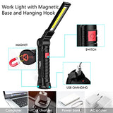 Luces de trabajo recargables, luz de trabajo LED con base magnética y gancho para colgar, rotación de 360° 5 modos, linternas magnéticas recargables para reparación de automóviles, hogar, garaje, emergencia, barbacoa, camping (paquete de 2)