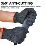 Vgo - 1 par de guantes resistentes a los cortes, forro anticorte HPPE, protección de manos, nivel EN388 E, nivel ANSI A6 (talla M, gris, HY3594)