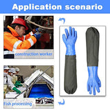 Haiou Guantes de PVC resistentes a los químicos, guantes de goma largos, guantes impermeables largos y guantes impermeables resistentes para trabajos químicos y ácidos, 25 pulgadas, L (azul)