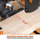 Ingletadora Evolution Power Tools R185SMS+ con corte multimaterial, bisel de 45 grados, inglete de 50 grados, guía de 210 mm, hoja incluida corta madera, plástico, metal y más (1500 W, 230 V, 185 mm)