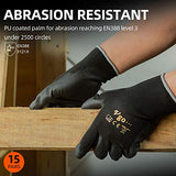 Vgo... 15Pares Guantes PU Jardinería y Guantes Trabajo Ligero (Negro, Tamaño 7/S, PU2103)