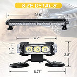 54 luces LED estroboscópicas para camiones y vehículos de 26.5 pulgadas, barra de luz de emergencia con base magnética, luces de advertencia para quitanieves, camioneta, SUV, remolque (54 LED, ámbar)