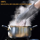 Guantes de Silicona para Cocina - Guantes para Parrilla de Barbacoa de Horno - Guantes Silicona y Algodón de Doble capa Resistente al Calor y Antideslizantes - para Asar a la Parrilla|Cocinar|Hornear (Negro)