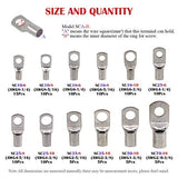 Hilitchi - Juego de lengüetas de compresión de cobre estañado de 12 tamaños, 105 unidades, conectores de terminales de cable de batería (AWG1, AWG2, AWG4, AWG6, AWG8)