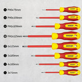 HOUSERAN Juego de 8 Piezas Destornilladores Aislados con Estuche, Mango con Aislamientode 1000 V, Juego de Destornilladores Eléctricos Magnéticos, Phillips Ranurados/Plano