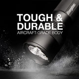 ENERGIZER LED Tactical Metal Flashlight, Ultra Bright High Lumens, Durable Aircraft-Grade Metal Body, IPX4 Water-Resistant Flashlights, 4 Modes, Rechargeable Flashlight Option