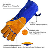 Guantes Soldadura Alta Temperatura Guanteletes A Prueba Fuego Resistentes Al Calor, Guantes Protección Cuero para Soldador, Barbacoa, Estufa,