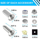 Dadop Tornillos antirrobo para matrícula, tapas universales para matrícula, kit de cierres de pernos de acero inoxidable a prueba de óxido, tornillos M6 (1/4 pulgadas) a prueba de manipulaciones para soporte de marco delantero y trasero (cromado)