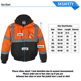 SKSAFETY Chaquetas reflectantes de alta visibilidad para hombre, chaqueta de seguridad clase 3 para hombre, impermeable, abrigos de construcción de trabajo de alta visibilidad, naranja y negro, Medium