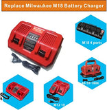 Anoitd Reemplazo de Milwaukee M18 DualBay Cargador rápido simultáneo 48-59-1802 para Milwaukee 18V M18Lithium Battery 48-11-1811, C18B, Li18, M18, M18B, M18B2, M18B4, M18BX