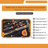 SEASKY Caja de Herramientas Básica 26 en 1, Translúcido, Colgante, Portátil, Universal,Juego de Herramientas Básica Imprescindible de Mano para el Hogar para supermercado Reparaciones Diarias.