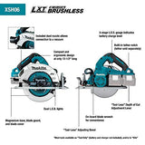 Makita XSH06PT 18V X2 LXT® Litio-Ion (36V) sin escobillas Kit de sierra circular de 7-1/4" (5.0Ah)