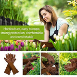 Guantes de jardinería de cuero profesionales para mujeres y hombres, guantes de trabajo de jardín rosa con protección del antebrazo