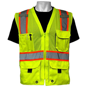 GLO-079 FrogWear HV - Chaleco de seguridad de malla de poliéster de alta visibilidad, Amarillo alta visibilidad, X-large