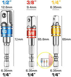 Juego de extensión de broca flexible, incluye taladro de ángulo recto de 105°, extensión de broca flexible, 3 piezas de 1/4 3/8 1/2 pulgadas, juego de adaptadores universales de 3 piezas, soporte para brocas de destornillador