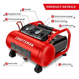 Compresor de aire Craftsman, 3 galones 1,5 HP Max 155 psi, sin aceite, portátil, rojo - CMXECXA0200341