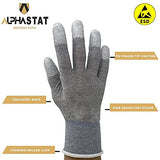 Static Care ESD - Guantes antiestáticos para manejo de inspección, nailon disipador, agarre de poliuretano, 12 pares, tamaño pequeño