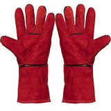 Guantes de Soldadura guanteletes soldadores,guantes para chimeneas con leña,guantes de trabajo resistentes al calor para soldadores,barbacoa,jardinería,camping,estufa,chimenea (Color : Red)