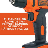 BLACK+DECKER Taladro Atornillador 12V 3/8 Pulgadas Ión de Litio y 12 Accesorios LD12S-B3