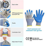 WINUSUAL Guantes resistentes a los cortes de nivel 5 de protección, con revestimiento de látex ecológico, comodidad y destreza, guantes de corte de seguridad para cocina, desprendimiento de ostras, corte de carne, mandolina, pequeño