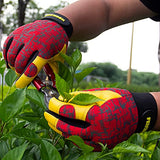 Guantes de jardinería para mujeres y hombres, guantes de trabajo de piel de oveja con pantalla táctil, guantes de trabajo de jardín flexibles y transpirables (mediano, rojo)