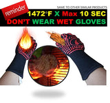 Guantes de barbacoa, 1664 °F, certificado EN407. Extremadamente resistente al calor, manga larga, antideslizante, absorción de sudor, más fácil y seguro para asar, barbacoa, ahumar, cocinar, hornear, sostener ollas.