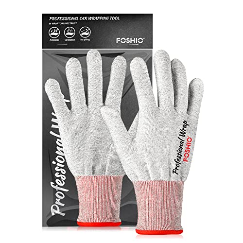 FOSHIO Guantes de vinilo, guantes profesionales de aplicación antiestática, herramienta de envoltura de vinilo de fibra de carbono, guantes de trabajo antideslizantes sin polvo (4 pares)