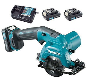 Makita HS301DWYE Sierra Circular, Diámetro Disco 3-3/8", 1.500 Rpm y Cargador con Disco Maletín de 12V