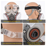 Zwbfu Respirador reutilizable de media cara 6200 de gas Protección respiratoria Respiradores con gafas de seguridad para pintar Vapor orgánico Soldadura Pulido Carpintería y otra protección laboral