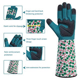 Isilila Guantes largos de jardinería para mujer, guantes de poda de rosas de alta calidad, guantes de jardín a prueba de espinas con protección del antebrazo, guantes de trabajo transpirables con pantalla táctil