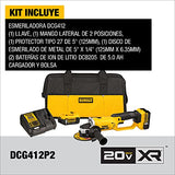 DEWALT Kit Mini Esmeriladora Inalámbrica 20V MAX* 4-1/2 Pulgadas DCG412P2