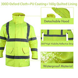 Chaqueta de seguridad reflectante de alta visibilidad para hombre, impermeable, clase 3 ANSI, forro acolchado (amarillo, 5XL)