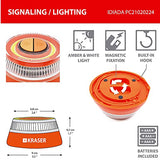 KRASER KR4V16N - Luces de emergencia para carretera, luz intermitente, luz de advertencia LED con base magnética, autónoma, compacta y ligera y linterna con colgador