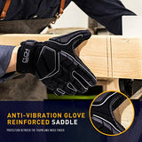 Guantes de trabajo antivibración, guantes de trabajo resistentes, guantes de rigger con acolchado SBR, guantes de impacto protectores de impacto mecánicos, guantes de trabajo de seguridad para hombres (L, negro)