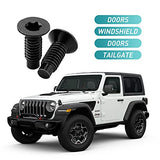 kiMing 16 tornillos Torx compatibles con Jeep Wrangler 76-86 CJ, 87-95 YJ, 97-06 TJ pernos de puerta y tornillos de bisagra para parabrisas