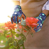 Guantes de jardinería de cuero para mujer, guantes de trabajo para deshierbar, cavar, plantar, rastrillar y podar (B-azul)